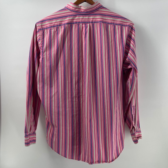Ralph Lauren Classic Fit Striped Button Down Shirt Mens XL Pink Green Navy White - Picture 7 of 8